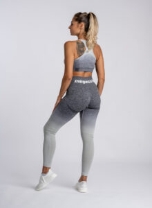 Megasstic ombre grey leggings and top from side